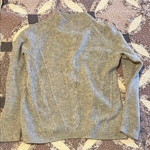 Nanette Lepore Gray Cable Knit mock neck cashmere sweater Sz S